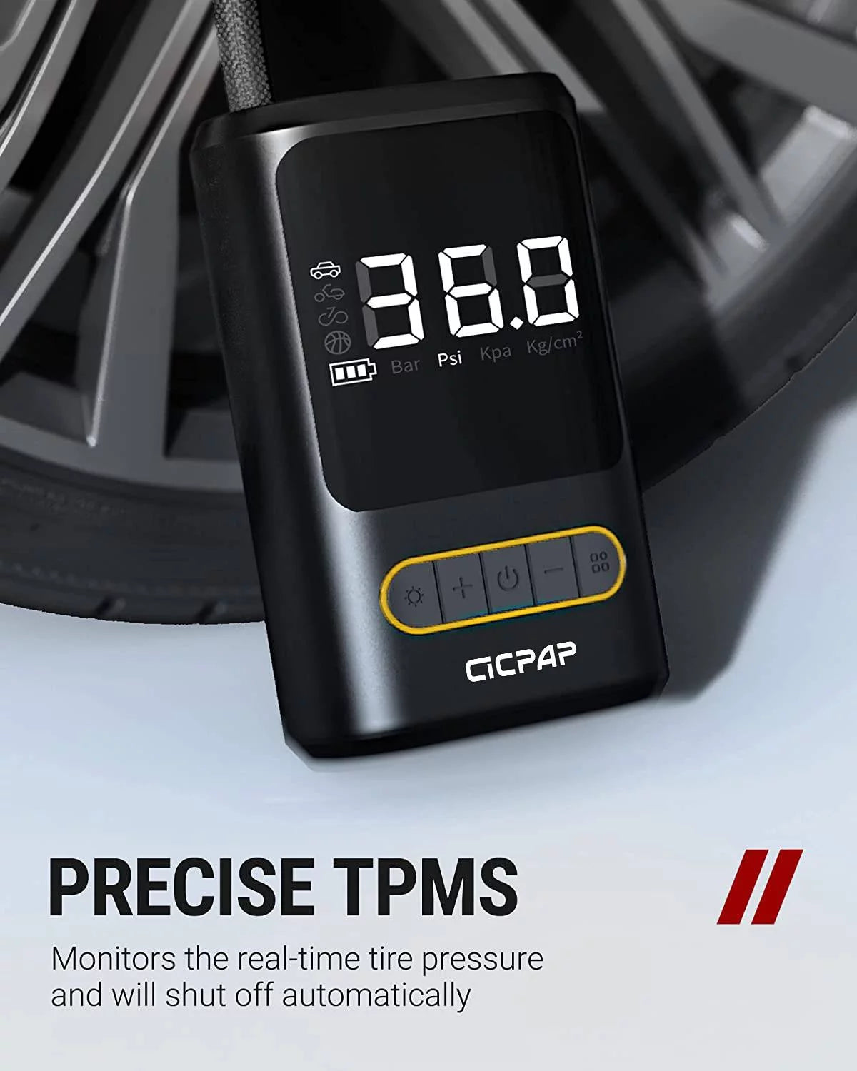 Tire Inflator Portable Air Compressor, 150PSI Cordless Air Pump for Car Tires, Balls, Inflatables - Multipurpose Car Accessory, Auto Tire Pump with Digital Pressure Gauge
