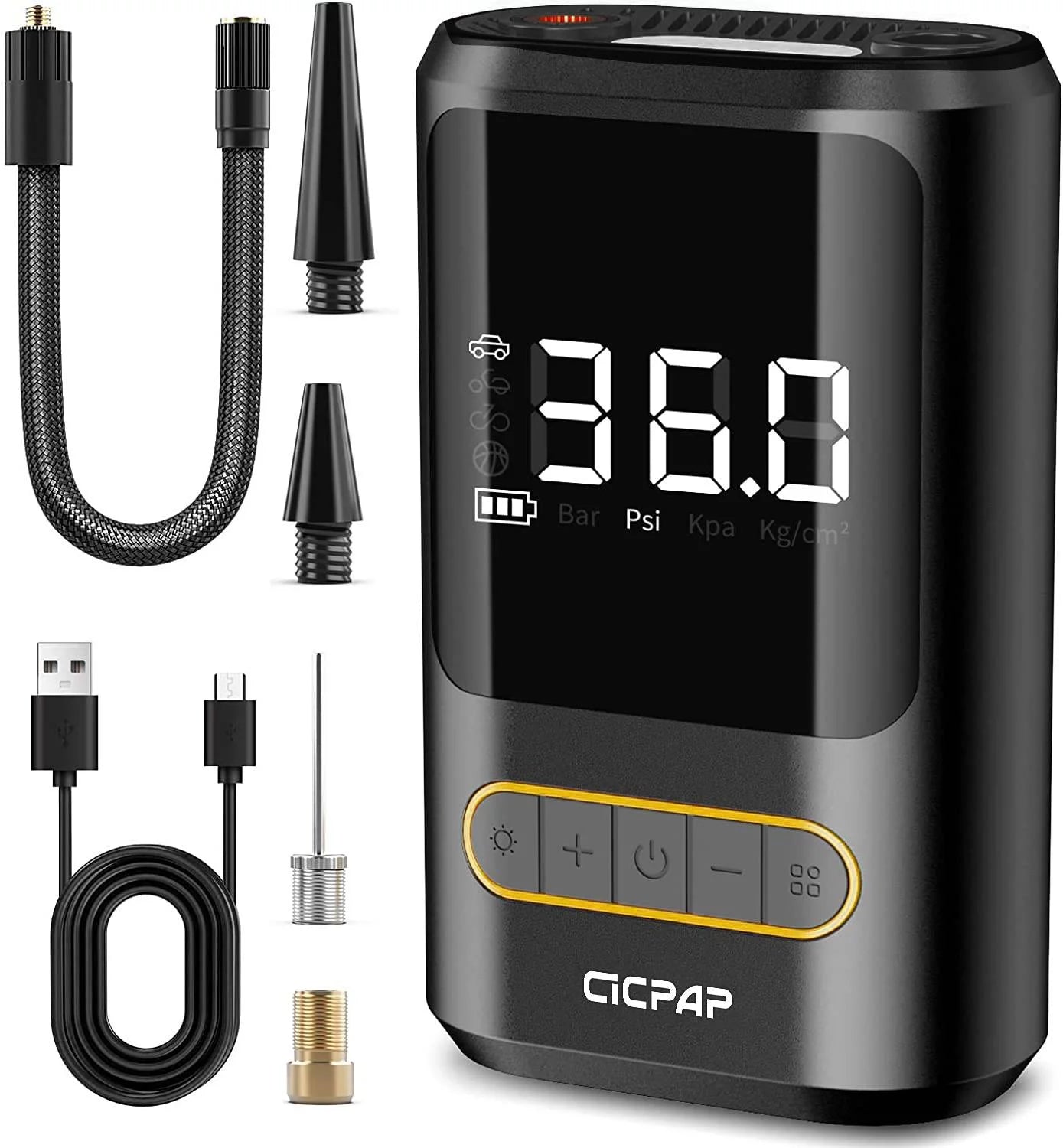 Tire Inflator Portable Air Compressor, 150PSI Cordless Air Pump for Car Tires, Balls, Inflatables - Multipurpose Car Accessory, Auto Tire Pump with Digital Pressure Gauge